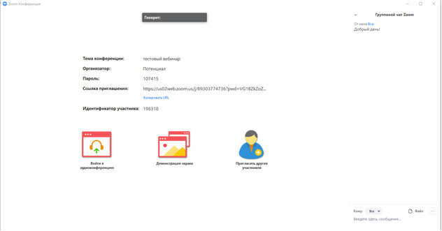 Общаться можно также при помощи чата. Он откроется в правом боковом окне.